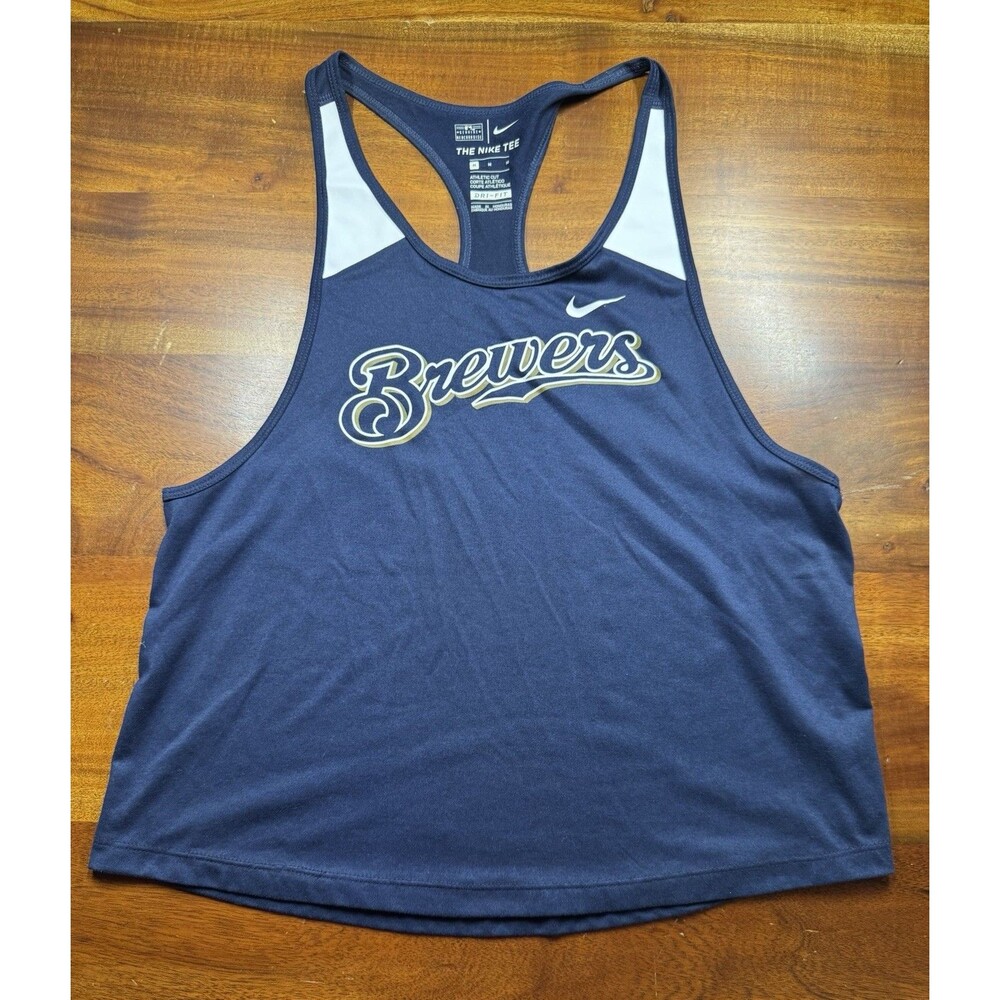 Nike Milwaukee Brewers Women's Dri-Fit Racerback Tank Top Size M Navy Blue MLB